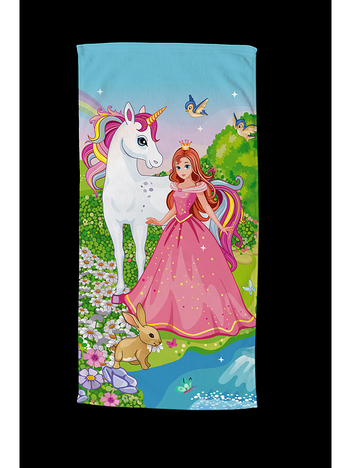 Good Morning Ręcznik plażowy "Fairytale" w kolorze błękitno-jasnoróżowo-białym rozmiar: 75x150 cm