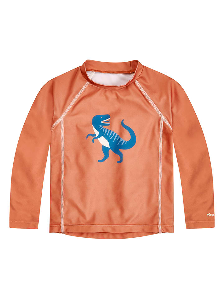 Playshoes Koszulka kąpielowa "Dino" w kolorze pomarańczowym rozmiar: 122/128