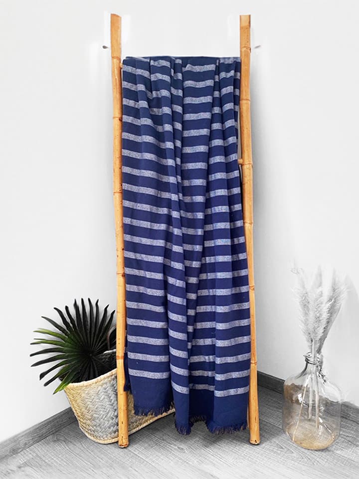 Le Comptoir de la Plage Fouta "Alanya" w kolorze granatowym - 180 x 140 cm rozmiar: onesize