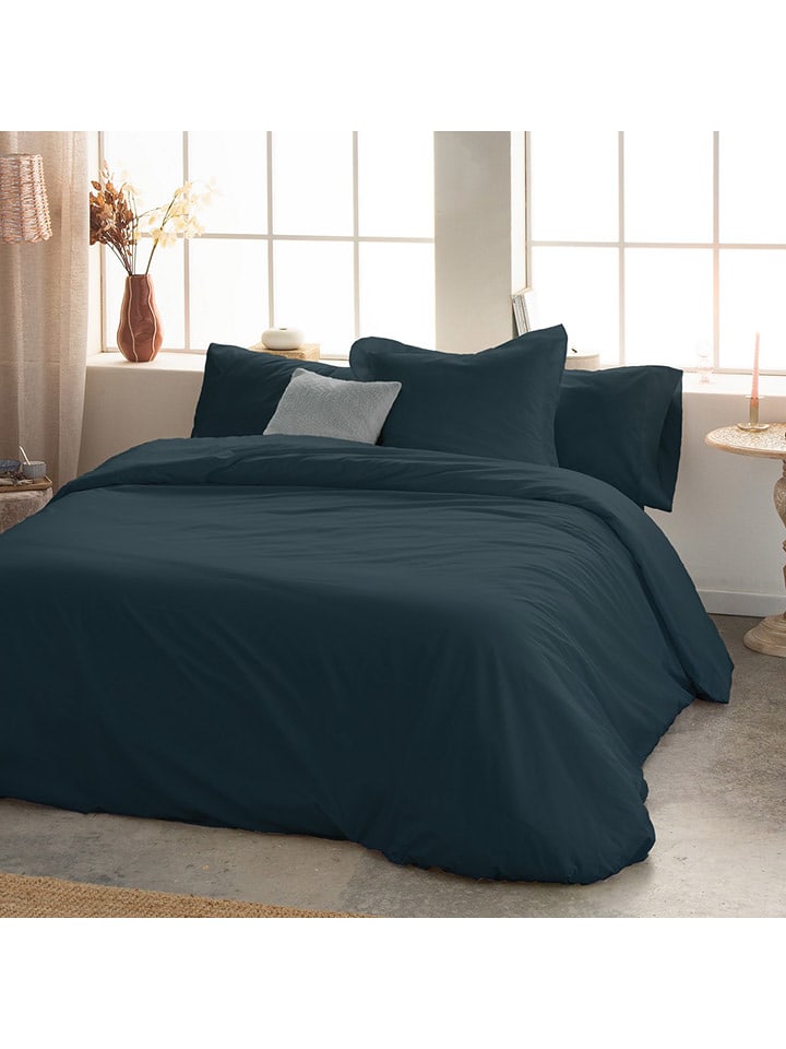 Monsun Perkalowa poszwa "Sakura" w kolorze morskim na kołdrę rozmiar: 200x200 cm