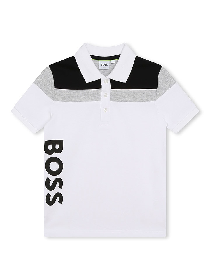 Hugo Boss Kids Koszulka polo w kolorze szaro-czarno-białym rozmiar: 128