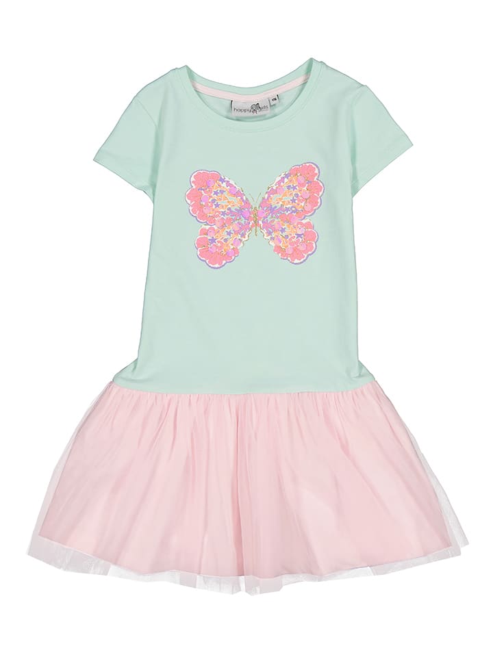 Sukienka w kolorze miętowo-jasnoróżowym