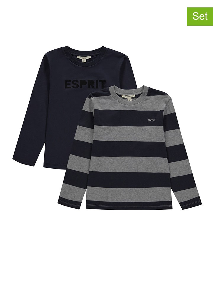 ESPRIT Koszulki (2 szt.) w kolorze granatowym i szarym rozmiar: 128
