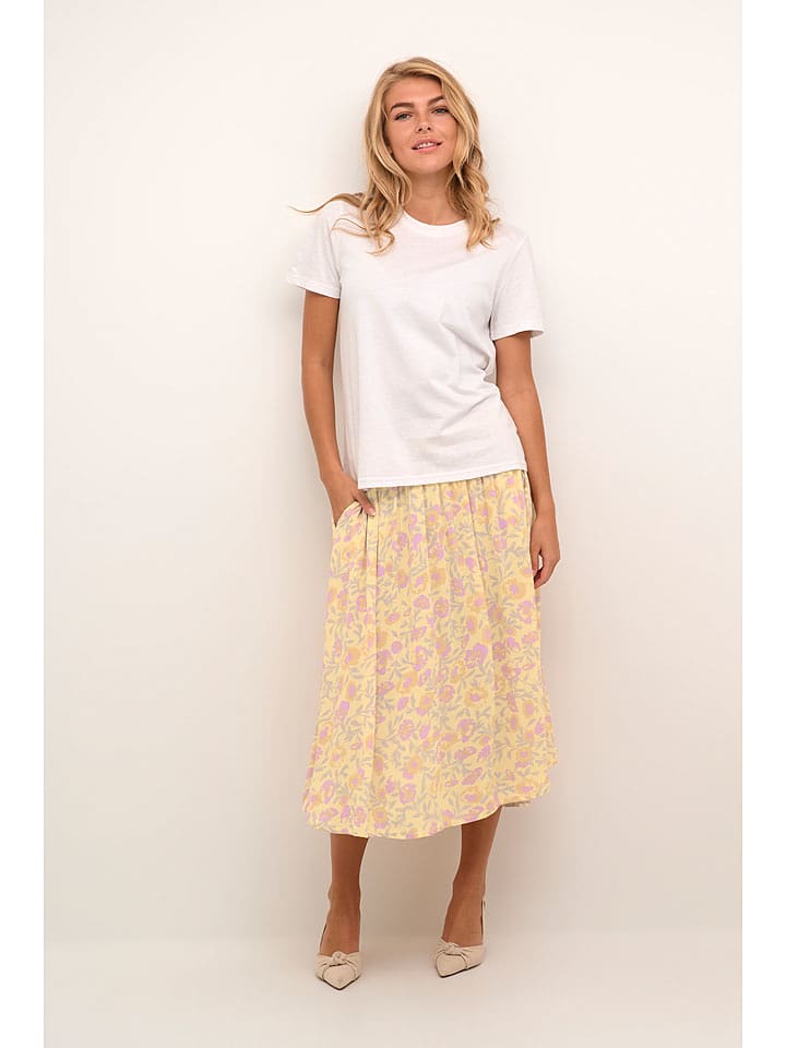 KAFFE curve Spódnica "Isma" w kolorze żółto-jasnoróżowym rozmiar: 48