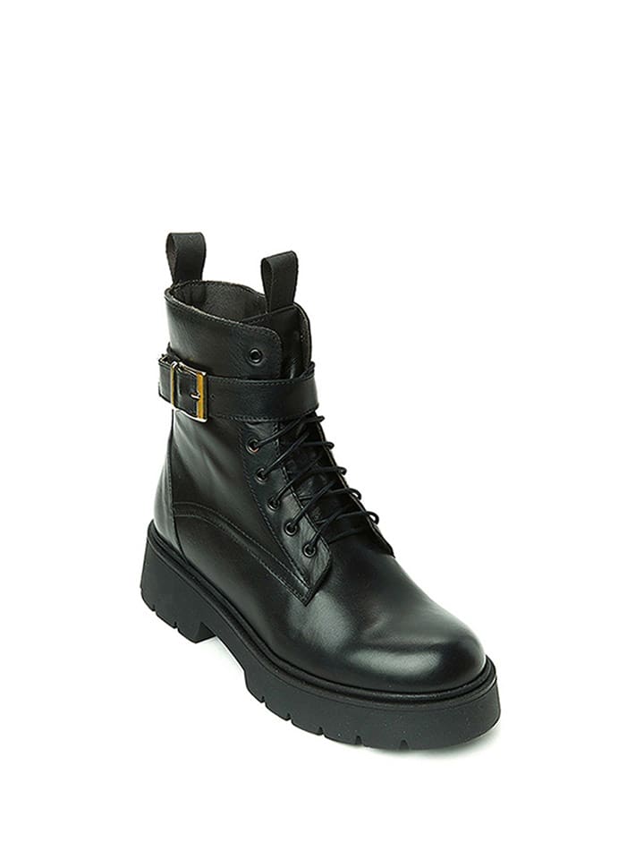 Skórzane trzewiki w kolorze czarnym