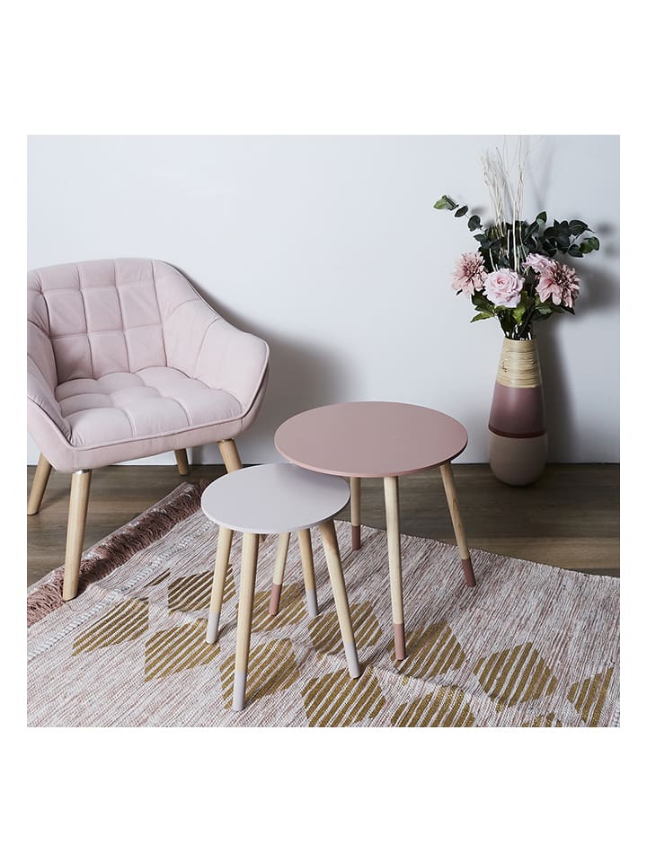 THE HOME DECO FACTORY Stoliki (2 szt.) w kolorze jasnoróżowym rozmiar: onesize