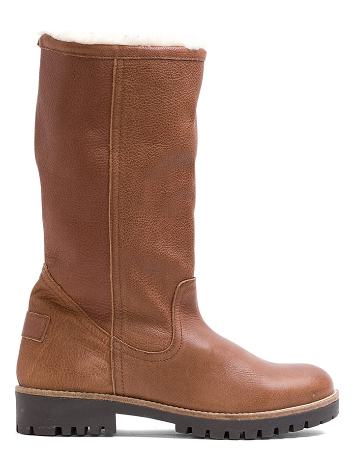 Helene Rouge Skórzane kozaki w kolorze brązowym rozmiar: 37