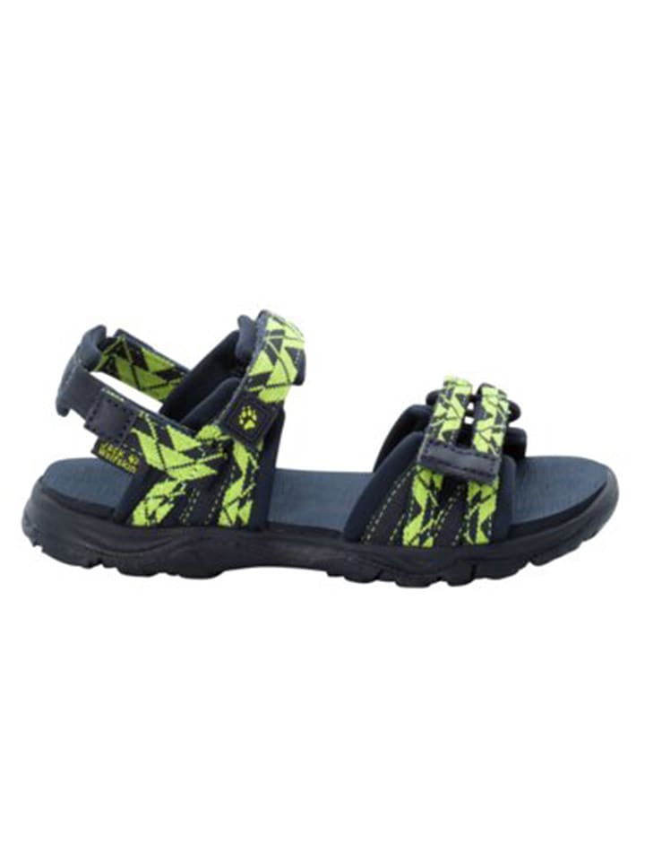 Jack Wolfskin Sandały "2 In 1 Sandal K" w kolorze czarno-limonkowym rozmiar: 34