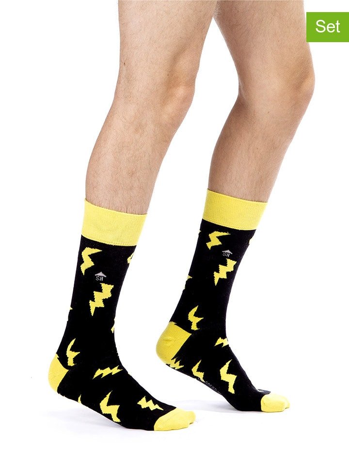 Ozzy & The Socks House Skarpety (3 pary) w kolorze żółto-czarnym rozmiar: 43-46