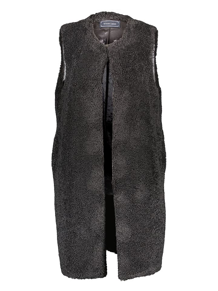 Kamizelka pluszowa w kolorze antracytowym