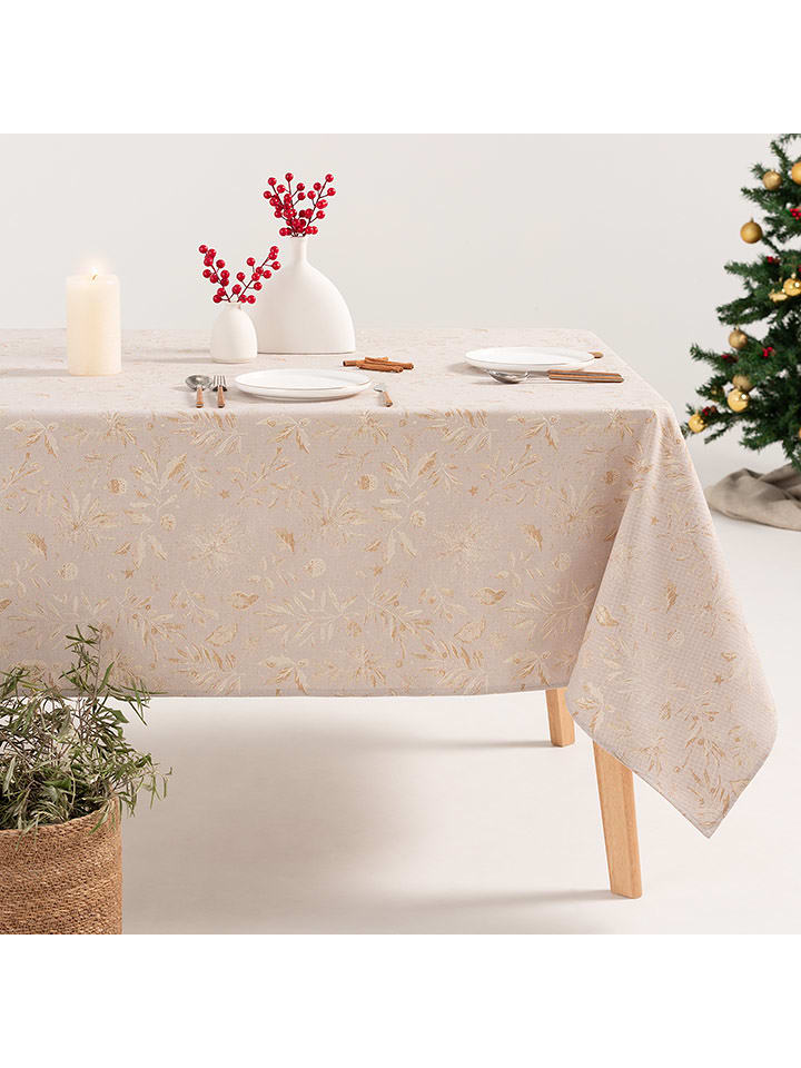 GAMUSI Obrus "Flenor" w kolorze beżowo-złotym rozmiar: 140x200 cm