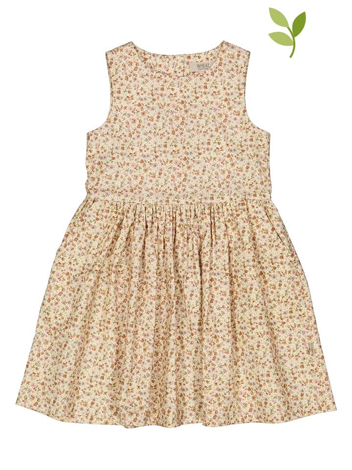 Sukienka "Thelma" w kolorze beżowym ze wzorem