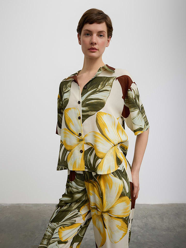 BGN Bluzka w kolorze zielono-kremowym rozmiar: 38