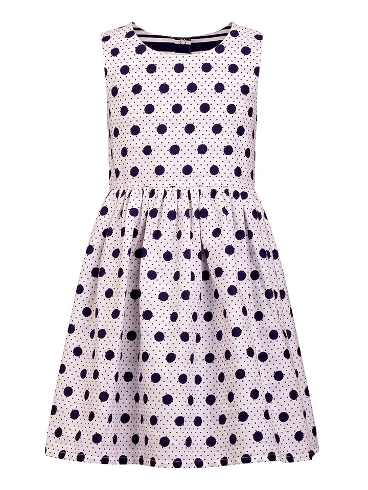 Dwustronna sukienka w kolorze biało-granatowym