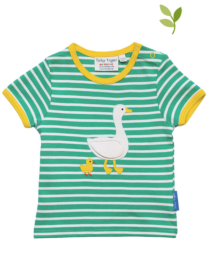 Toby Tiger Koszulka w kolorze żółto-zielono-białym rozmiar: 110
