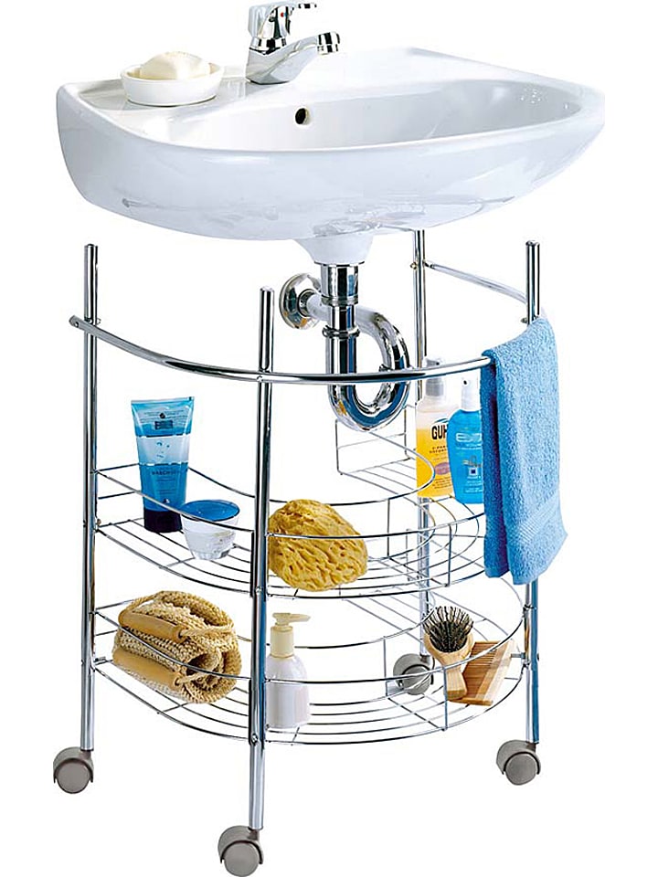 Wenko Regał w kolorze srebrnym pod umywalkę - 53 x 63,5 x 41 cm rozmiar: onesize