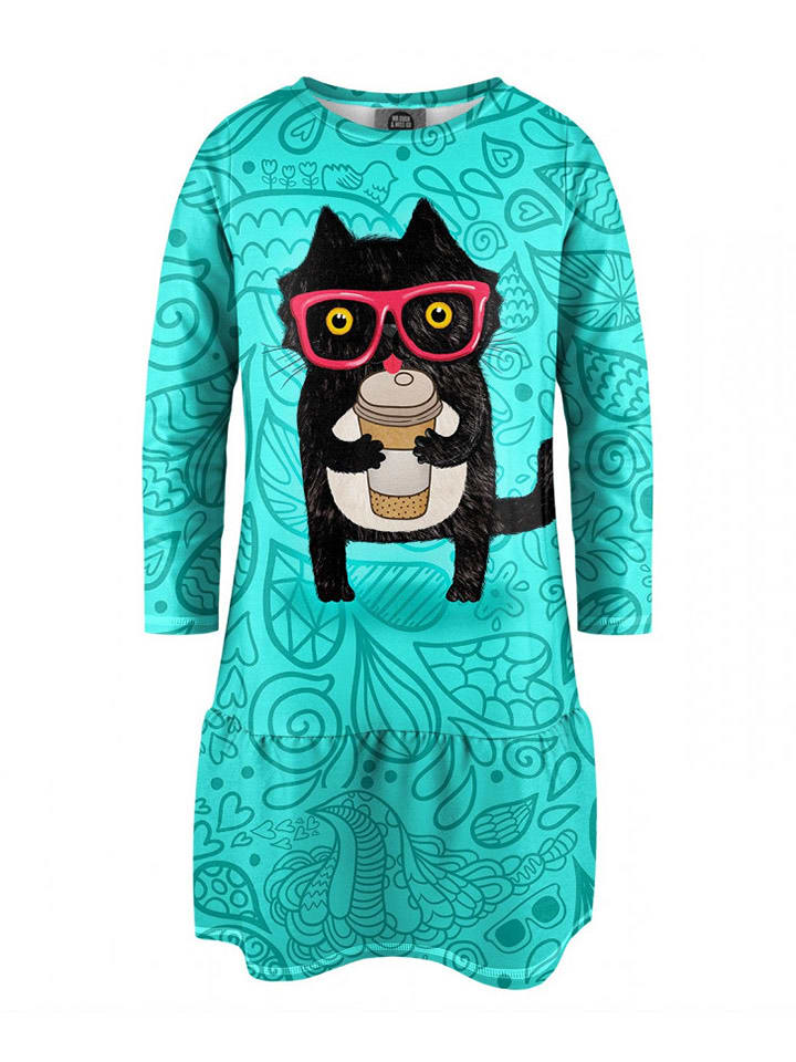 Mr GUGU & MISS GO Sukienka w kolorze turkusowym ze wzorem rozmiar: 134/140