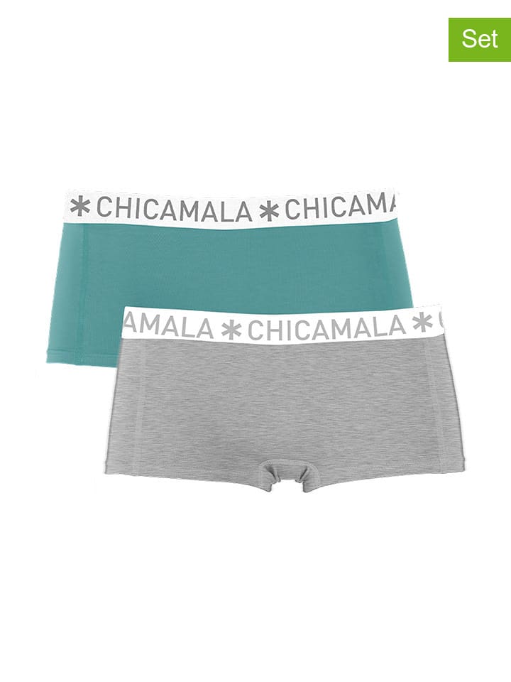 Muchachomalo Majtki (2 pary) w kolorze turkusowo-szarym rozmiar: 134/140