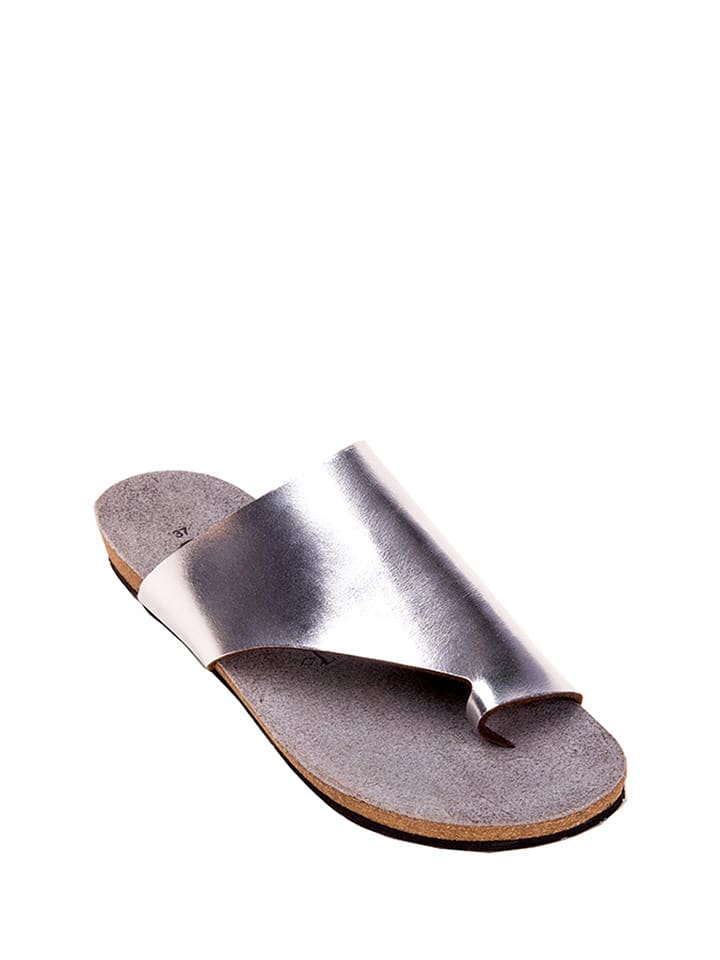 Comfortfusse Skórzane japonki w kolorze srebrnym rozmiar: 38