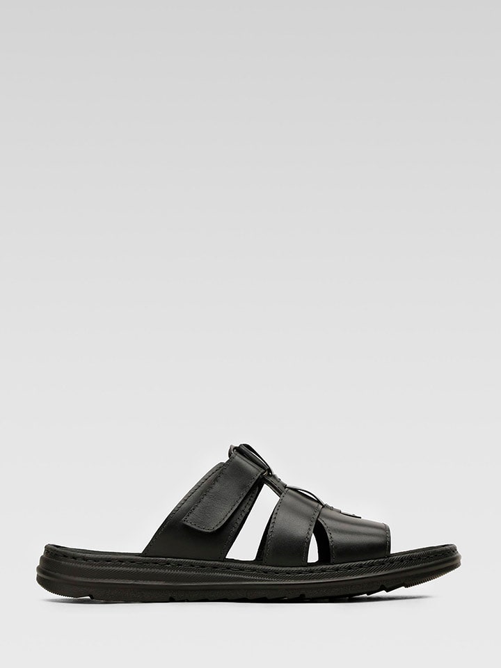 Skórzane klapki w kolorze czarnym