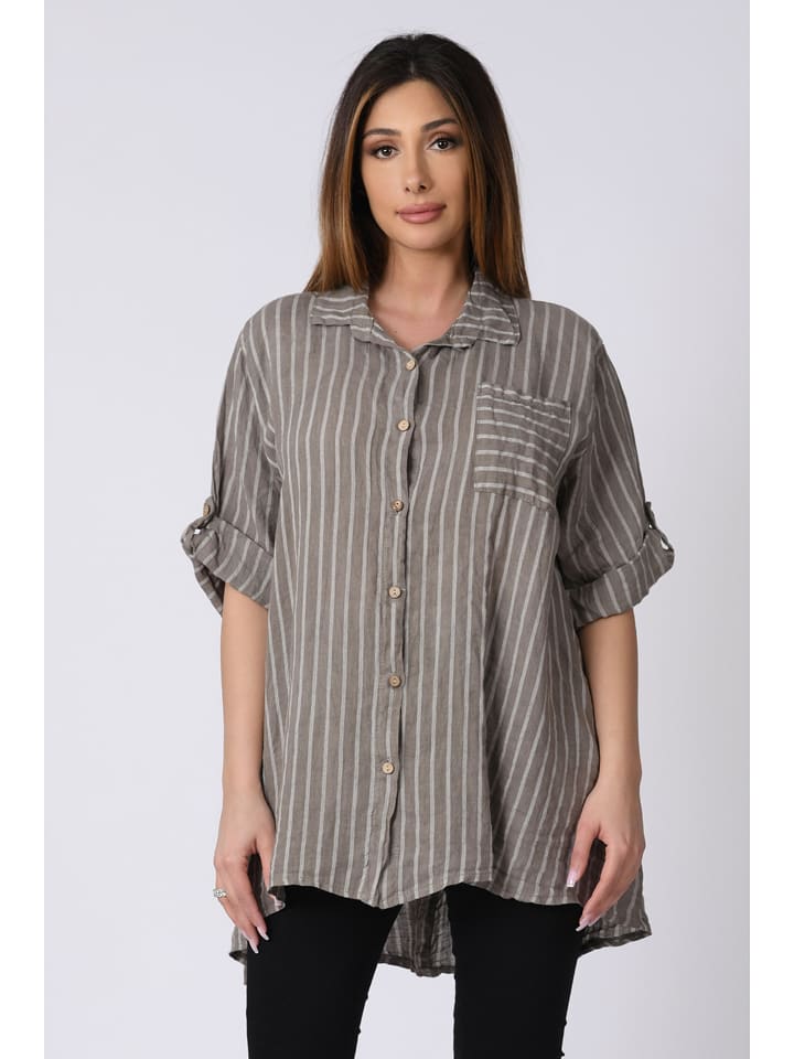 Lniana bluzka "Lana" w kolorze szarobrązowym