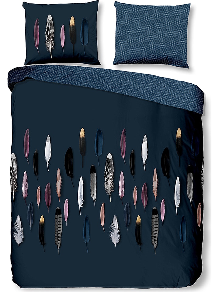 Good Morning Komplet pościeli "Feathers" w kolorze granatowym rozmiar: 200x200 cm