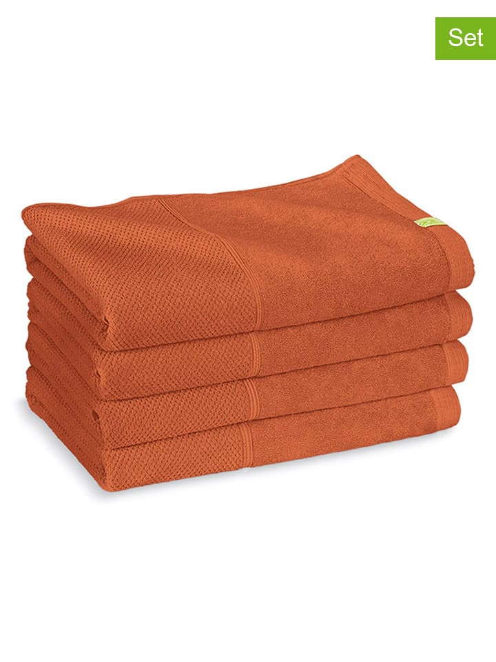 Kushel Ręczniki "The Hand & Hair Set" (4 szt.) w kolorze pomarańczowym do rąk rozmiar: 50x102 cm