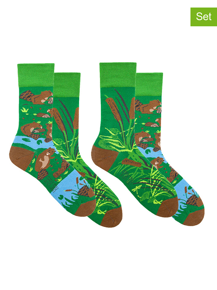 Spox Sox Skarpety (2 pary) "Beavers" w kolorze zielonym rozmiar: 36-39