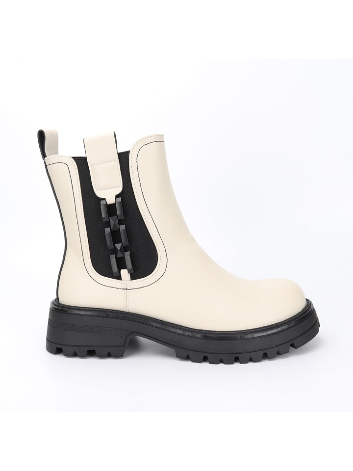 Botki w kolorze kremowo-czarnym