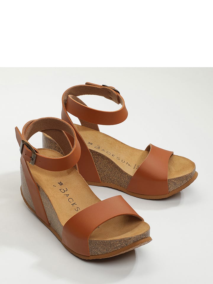 BACKSUN Sandały "Surinam" w kolorze jasnobrązowym na koturnie rozmiar: 39