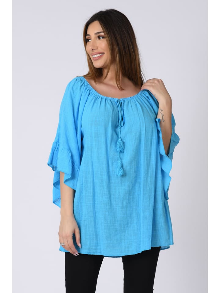 Lniana bluzka "Lisa" w kolorze turkusowym