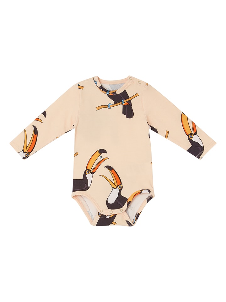 THE STRIPED CAT Body w kolorze beżowym ze wzorem rozmiar: 74/80