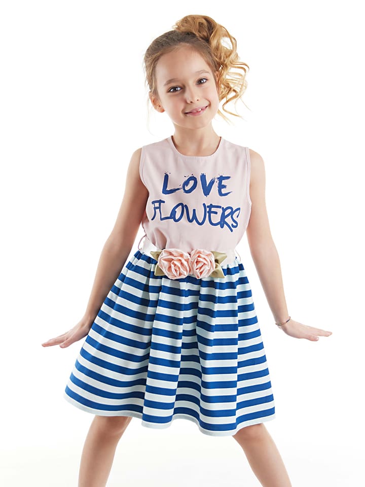 Denokids Sukienka "Flowers" w kolorze granatowo-jasnoróżowym rozmiar: 98