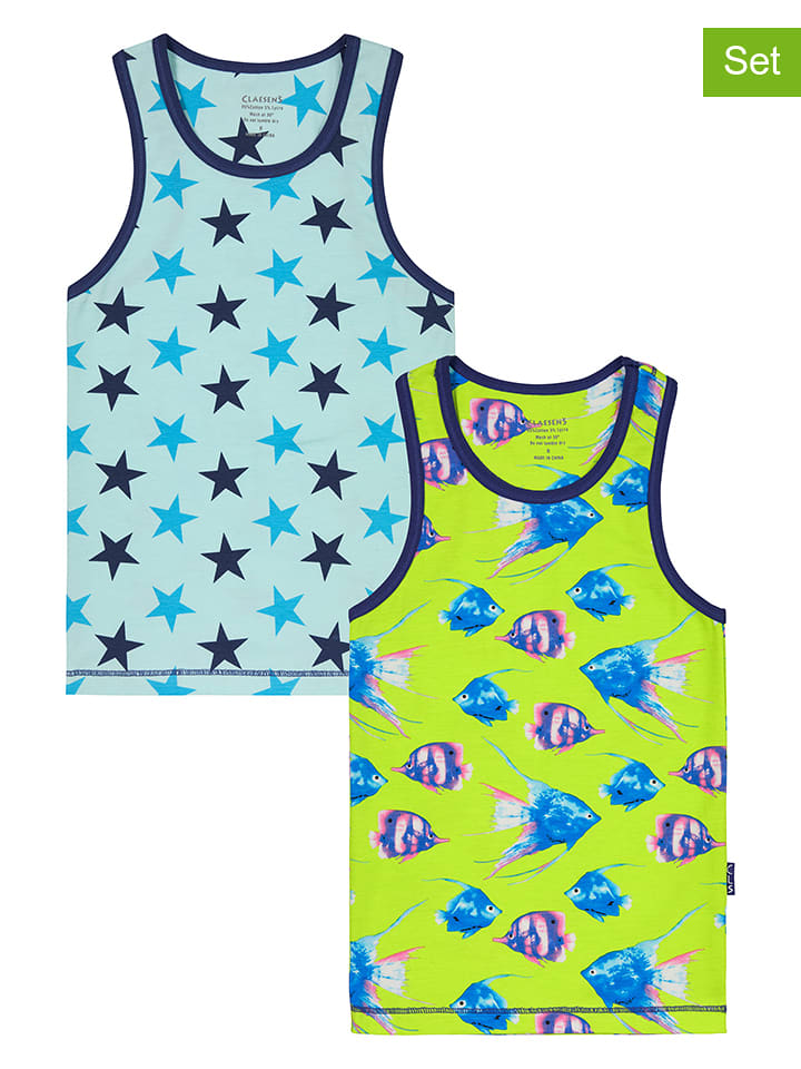 Claesens Podkoszulki (2 szt.) w kolorze zielono-błękitnym rozmiar: 116