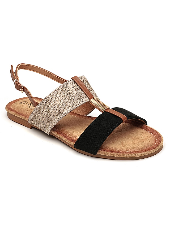 Sixth Sens Sandały w kolorze jasnobrązowo-czarnym rozmiar: 36