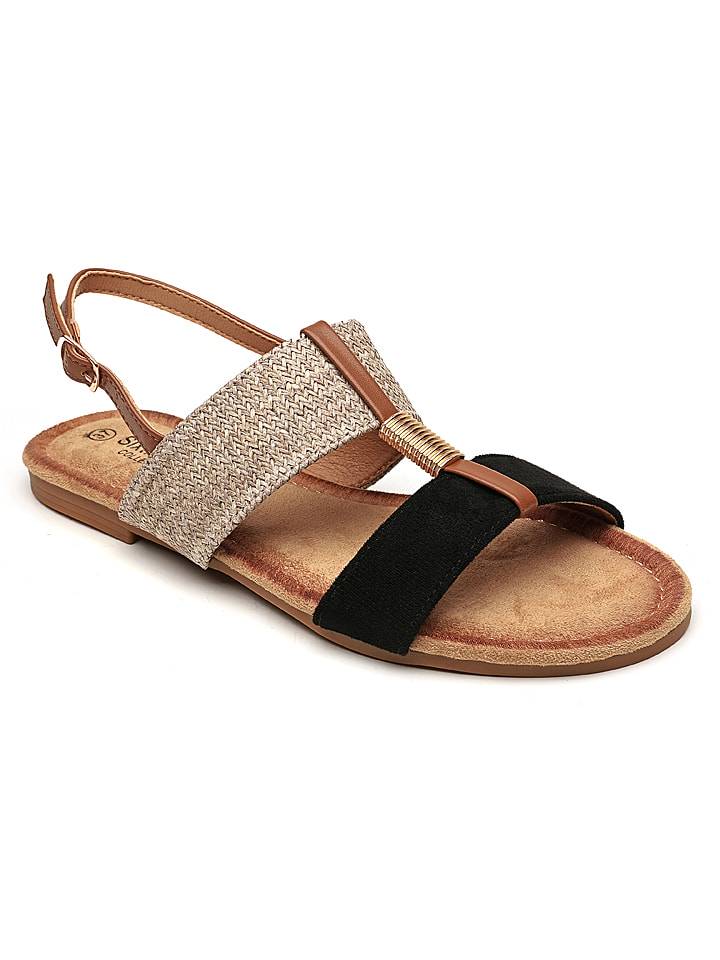 Sixth Sens Sandały w kolorze jasnobrązowo-czarnym rozmiar: 36