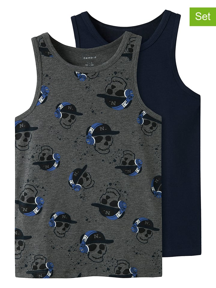 name it Podkoszulki (2 szt.) w kolorze szaro-granatowym rozmiar: 134/140