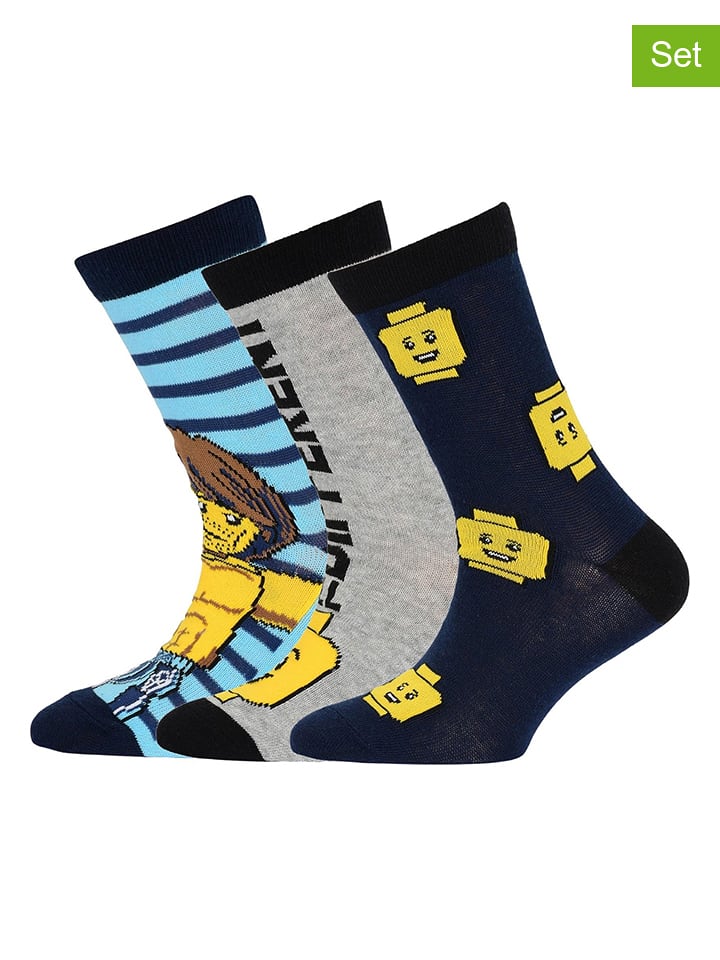 LEGO wear Skarpety (3 pary) w kolorze błękitnym, szarym i granatowym rozmiar: 26/27