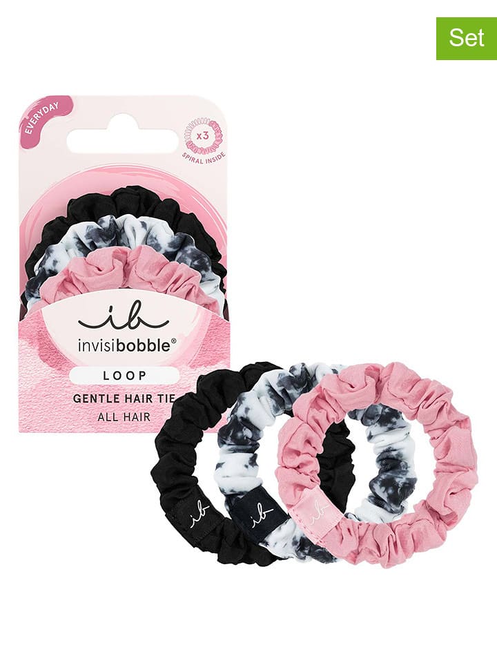Invisibobble Gumki (6 szt.) "Loop" w kolorze czarno-biało-jasnoróżowym rozmiar: onesize