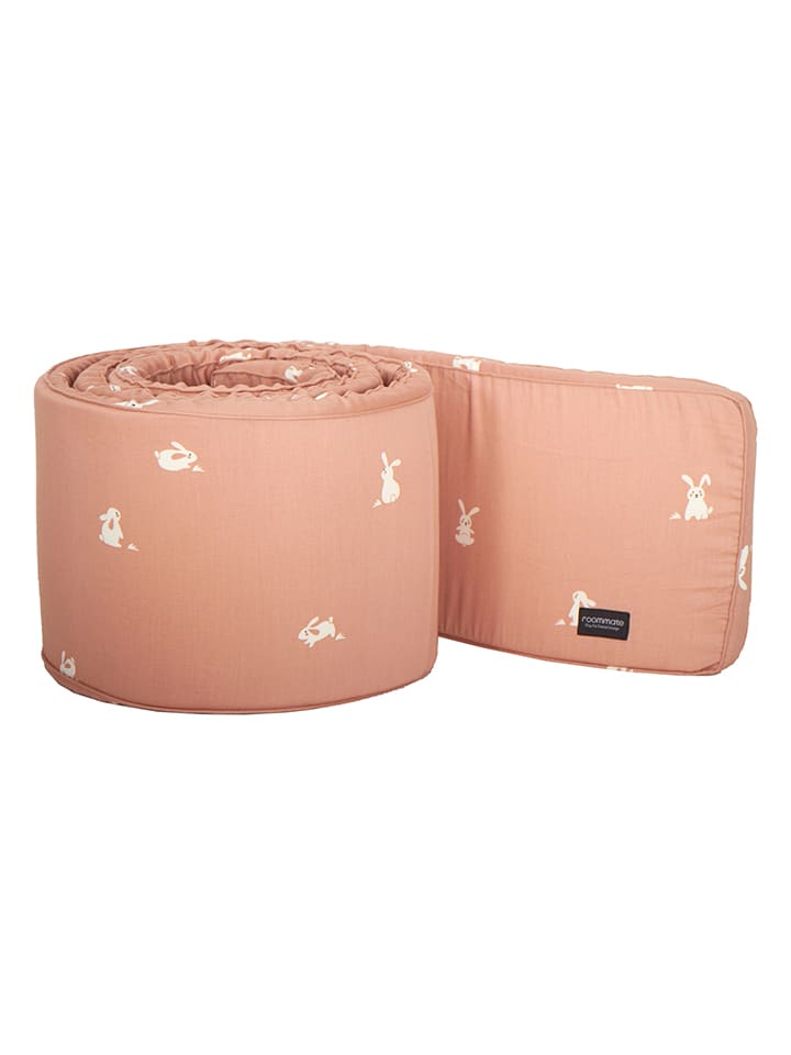 roommate Ochraniacz "Rabbit" w kolorze jasnoróżowym do łóżeczka - 360 x 30 cm rozmiar: onesize