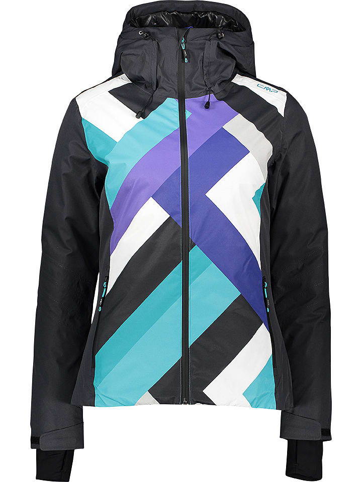 Kurtka funkcyjna w kolorze antracytowo-turkusowo-fioletowym