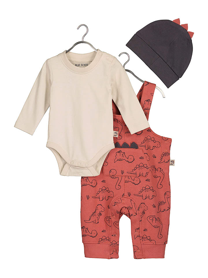 Blue Seven 3-częściowy zestaw w kolorze rdzawoczerwono-kremowo-antracytowym rozmiar: 68