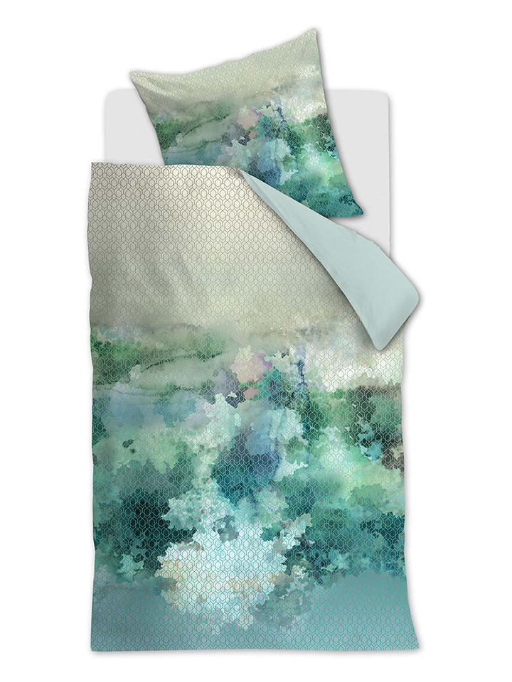 Beddinghouse Komplet pościeli satynowej "Metamorphose" w kolorze zielonym rozmiar: 135x200cm
