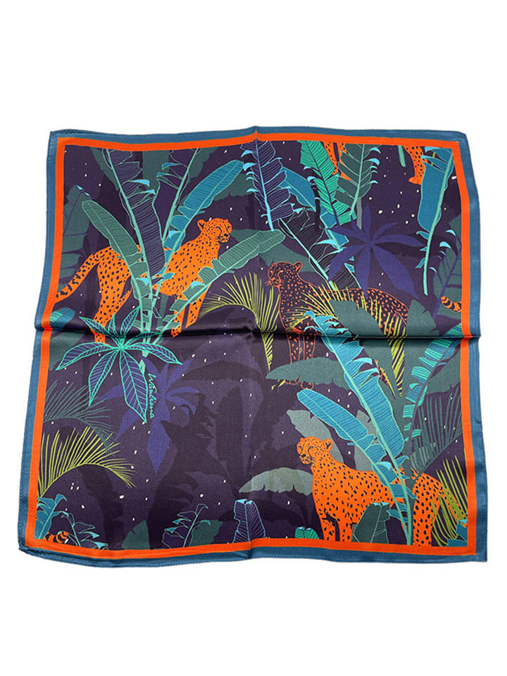 maison héritage PARIS Jedwabna chusta w kolorze granatowo-pomarańczowym - 50 x 50 cm rozmiar: onesize