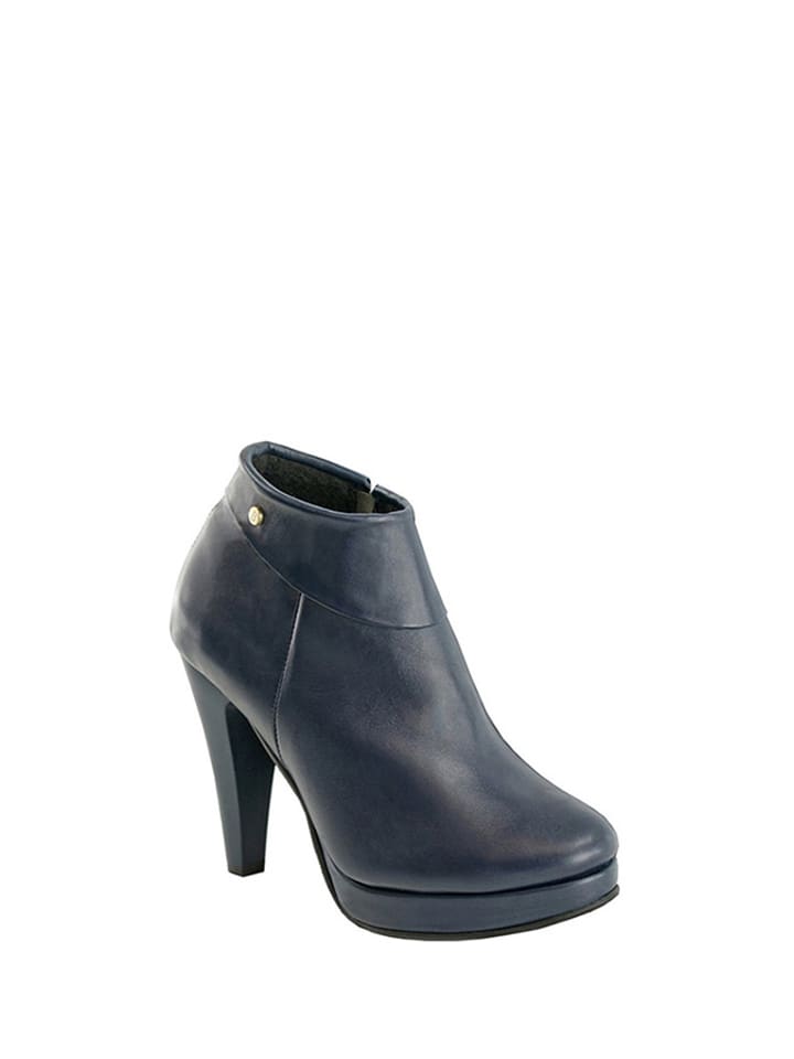 Skórzane botki w kolorze granatowym