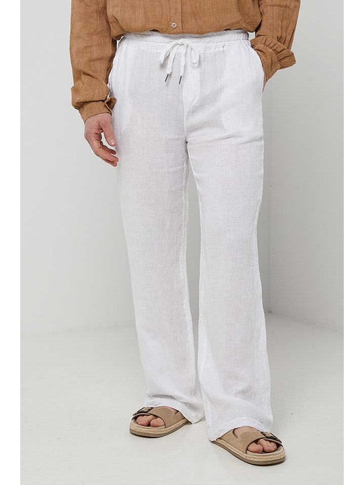 Rodier Lin Lniane spodnie w kolorze białym rozmiar: L/XL