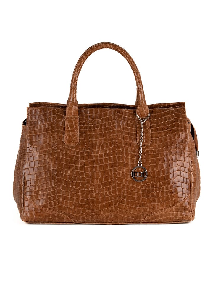 Mia Tomazzi Skórzana torebka "Pozzuoli" w kolorze jasnobrązowym - 40 x 28 x 21 cm rozmiar: onesize