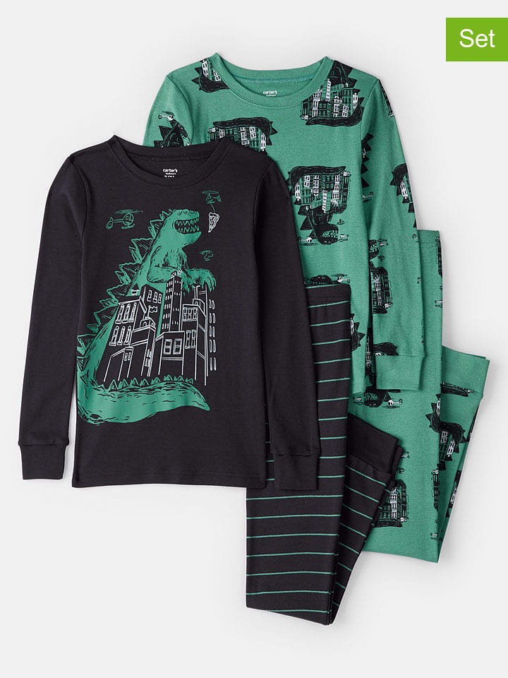 carter's Piżamy (2 szt.) w kolorze zielono-czarnym rozmiar: 140