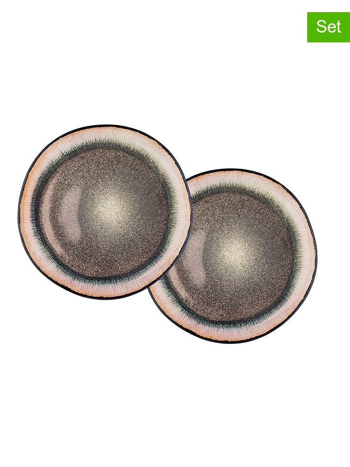 Björn Talerze (2 szt.) "Iris" w kolorze beżowo-jasnobrązowym do serwowania rozmiar: onesize