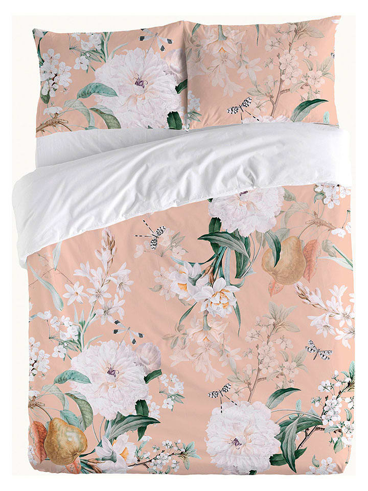 ethere Perkalowa poszwa "Spring" w kolorze brzoskwiniowym na kołdrę rozmiar: 260x240 cm